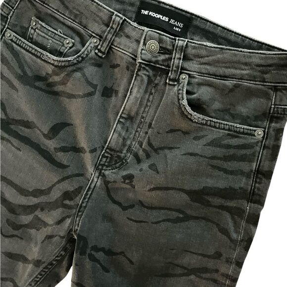 The Kooples Jeans Size 27 Black on Black Zebra Print Lizy Slim Denim - Picture 11 of 13